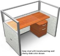 OFM T1X1-4760-P Rize Series Privacy Station - 1x1 Configuration with Translucent Top 47" H Panel - 5' W Desk, Vinyl panel with translucent top, Wide variety of configuration options, 2" thick steel frame for sturdiness and stability, Vinyl cover makes it easy to keep clean, Quick and Easy replaceable parts, Sturdy 1.75" adjustable floor leveling glides, 2" Square posts install in seconds, Two-way, three-way and four-way panel connections (T1X1-4760-P T1X1 4760 P T1X14760P) 