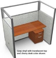 OFM T1X1-6360-P Rize Series Privacy Station - 1x1 Configuration with  Translucent Top 63" H Panel - 5' W Desk, Vinyl panel with translucent top, Wide variety of configuration options, 2" thick steel frame for sturdiness and stability, Vinyl cover makes it easy to keep clean, Quick and Easy replaceable parts, Sturdy 1.75" adjustable floor leveling glides, 2" Square posts install in seconds, Two-way, three-way and four-way panel connections (T1X1-6360-P T1X1 6360 P T1X16360P) 