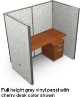 OFM T1X1-6360-V Rize Series Privacy Station - 1x1 Configuration with  Translucent Top 63" H Panel - 5' W Desk, Full vinyl panel - not translucent, Wide variety of configuration options, 2" thick steel frame for sturdiness and stability, Vinyl cover makes it easy to keep clean, Quick and Easy replaceable parts, Sturdy 1.75" adjustable floor leveling glides, 2" Square posts install in seconds, Two-way, three-way and four-way panel connections (T1X1-6360-V T1X1 6360 V T1X16360V) 