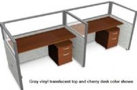 OFM T1X2-4760-P Rize Series Privacy Station - 1x2 Configuration with Translucent Top 47" H Panel -5' W Desk, Vinyl panel with translucent top, Wide variety of configuration options, 2" thick steel frame for sturdiness and stability, Vinyl cover makes it easy to keep clean, Quick and Easy replaceable parts, Sturdy 1.75" adjustable floor leveling glides, 2" Square posts install in seconds, Two-way, three-way and four-way panel connections (T1X2-4760-P T1X2 4760 P T1X24760P) 