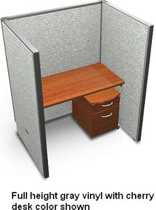 OFM T1X2-6348-V Rize Series Privacy Station - 1x2 Configuration with Full Vinyl 63