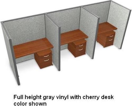 OFM T1X3-6348-V  Rize Series Privacy Station - 1x3 Configuration with Full Vinyl 63