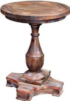 Bassett Mirror T2618-220EC Hitchcock Round End Table, Pine solids and veneers in a smoked barnwood finish, Distressed Finish, Distressed Wood, Storage Shelf, Round Shape, 20"W x 25"H x 20"D, UPC 036155284286 (T2618220 T2618-220 T2618 220) 