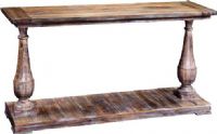 Bassett Mirror T2618-400EC Hitchcock Console Table, Pine solids and veneers in a smoked barnwood finish, Distressed Finish, Distressed Wood, Storage Shelf, Round Shape, 54"W x 29"H x 16"D, UPC 036155284293 (T2618400EC T2618-400EC T2618 400EC) 