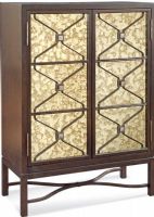 Bassett Mirror T2619-475EC Hampton 58"  - Height Bar in Dark Espresso Cherry, Traditional Style, 2 Mirrored Glass Doors, Gold, Medium Wood Finish, 40" W x 58" H x 18" D, UPC 036155280981 (T2619475 T2619-475 T2619 475) 