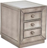 Bassett Mirror T2624-203EC Murano Chairside Chest in Antique Mirror, 3 Drawers, Wood Material, Contemporary Decor, Mirror Finish , Luxury Class, Modern Style, 30"W x 30"H x 24"D, UPC 036155281070 (T2624203 T2624-203 T2624 203) 