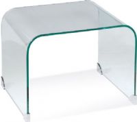 Bassett Mirror T2667-200EC Arquatto Rectangular Clear Glass End Table, Contemporary Decor, Silver Finish, Modern Style, Rectangular Table Top Shape, Trestle Table Base, Silver Tipped Accents, 22"W x 17"H x 19"D, UPC 036155281285 (T2667200EC T2667-200EC T2667 200EC) 