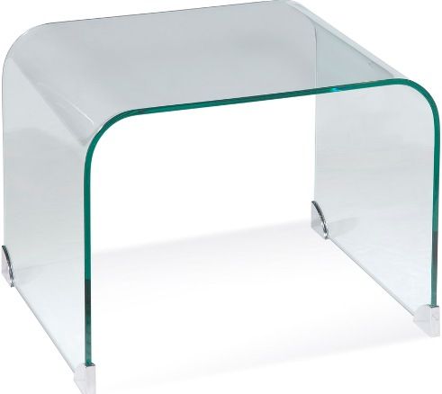 Bassett Mirror T2667-200EC Arquatto Rectangular Clear Glass End Table, Contemporary Decor, Silver Finish, Modern Style, Rectangular Table Top Shape, Trestle Table Base, Silver Tipped Accents, 22