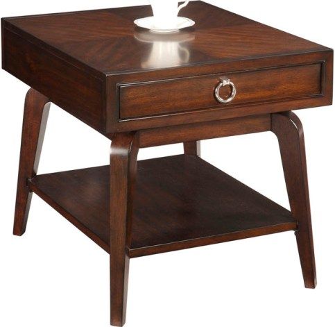 Bassett Mirror T2715-200EC Omni Rectangular End Table, 1 Drawer, Wood Material, Transitional Decor, Medium Wood Finish, Rectangle Shape, 24