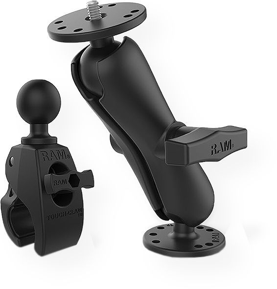 FLIR T300369 Mounting Kit, Black; This mounting kit contains RAM Mounts Double Ball Mount and Tough-Claw Medium Clamp Ball Base; Use these products to mount a camera on a table, a wall, or a tube; 4 pounds Weight Capacity; FLIR Exx-Series cameras cannot be attached to a wall using this mounting kit; UPC 845188023188 (FLIRT300369 FLIR T300369 MONTING)