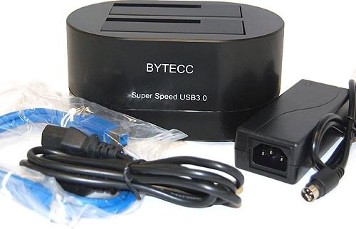 Bytecc T-320 USB 3.0 SuperSpeed to Dual SATA Docking Station, Black, Compliant with USB 3.0 type-B connector, Supports Full-speed (12Mbps)/ High-speed (480Mbps)/ Super-speed (5Gbps) Operation, Complies with Gen2i/Gen2m of Serial ATA II Spec 2.6, Supports hot-swapping & Plug and Play function, Supports 2.5