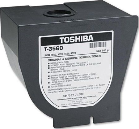 Toshiba T-3560 Black Toner Cartridge for use with Toshiba BD3560 BD3570 BD4560 and BD4570 Copiers, Approx. 13000 pages @ 5% average coverage, New Genuine Original OEM Toshiba Brand (T3560 T 3560 TOST3560)