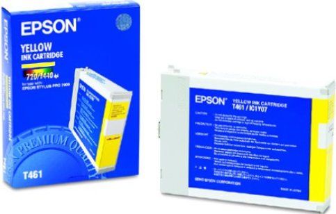 Epson T461011 Ink Cartridge, Inkjet Print Technology, Yellow Print Color, 28 Page A1 at 40 % Coverage 720 dpi and 3800 Page A4 at 5 % Coverage 360 dpi Print Yield, Epson DURABrite Ultra Cartridge Features, For use with EPSON Stylus Pro 7000 (T461011 T461-011 T461 011 T-461011 T 461011)