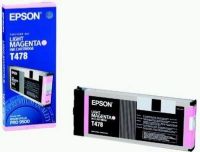 Epson T478011 Light Magenta Ink Cartridge for use with Epson Stylus Pro 9500 Fiery X2 Printing System, Epson Stylus Pro 9500 Print Engine, 28 Page at 40 % Coverage 720 dpi and 6400 Page at 5 % Coverage 360 dpi of Print Yield, Ink-jet Printer Technology, Light Magenta Print Color, New Genuine Original OEM Epson (T-478011 T 478011 T478011) 