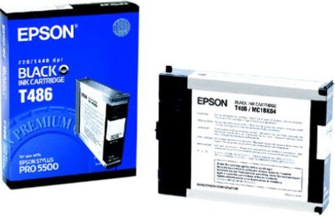Epson T486011 Ink Cartridge, Black Print Color, 3200 Pages Duty Cycle , 5% Print Coverage , New Genuine Original OEM Epson, For use with EPSON Stylus Pro 5500 Printer (T486011 T486-011 T486 011 T-486011 T 486011)