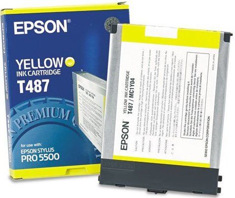 Epson T487011 Ink Cartridge, Yellow Print Color, 2400 Pages Duty Cycle , 5% Print Coverage , New Genuine Original OEM Epson, For use with EPSON Stylus Pro 5500 Print Engine (T487011 T487-011 T487 011 T-487011 T 487011)