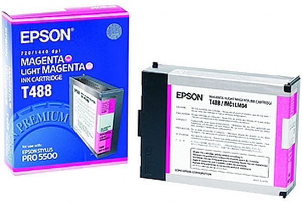 Epson T488011 Magenta/Light Magenta Ink Cartridge for Epson Stylus Pro 5500, Inkjet Print Technology, 2400 Page(s) A4 @ 5 % Coverage 720 dpi Print Yield, 2 Year(s)1 Month(s)104 F (40 C) Storage Cartridge Life, Works With Epson Stylus Pro 5500 Print Engine, 4.2
