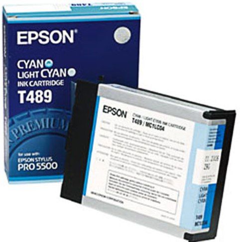 Epson T489011 Ink Cartridge, Inkjet Print Technology, Cyan and Light Cyan Print Color, 2400 Pages Duty Cycle�, 5% Print Coverage�, New Genuine Original OEM Epson, For use with EPSON Stylus Pro 5500 Print Engine (T489011 T489-011 T489 011 T-489011 T 489011)