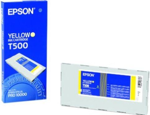 Epson T500011 Photographic Dye Ink Cartridge, Inkjet Print Technology, Yellow Print Color, 500 ml Ink Volume, New Genuine Original OEM Epson, For use with Epson Stylus Pro 10000 Printer and Epson Stylus Pro 10600 Printer (T500011 T500 011 T500-011 T-500011 T 500011)