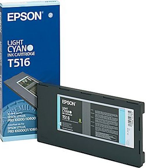 Epson T516201 model T515  Ink Cartridge, Standard Cartridge Yield Type, Cyan Color, Epson Wide Format Printers Stylus Pro 10000 CF, Stylus Pro 10600, UPC 010343834484 (T516201 T-516201 T 516201)