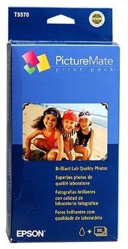 Epson T5570 PictureMate Print Pack for PictureMate Photo Ink Jet Printer, Paper & Ink for 100 4x6