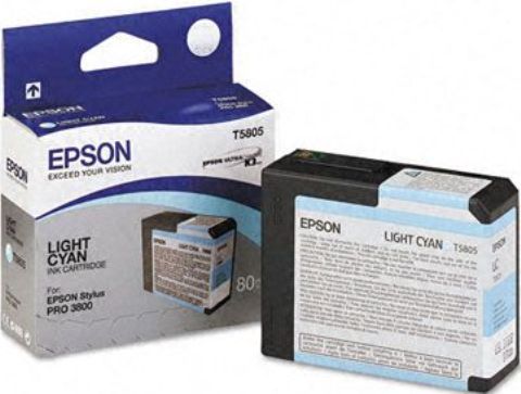 Epson T580500 Print cartridge, Ink-jet Printing Technology, Light cyan Color, 80 ml Capacity, Epson UltraChrome K3 Ink Cartridge Features, New Genuine Original OEM Epson, For use with Stylus Pro 3800 & 3880 Printers (T580500 T580-500 T580 500 T-580500 T 580500)