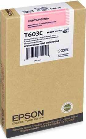 Epson T603C00 Light Magenta UltraChrome K3 220 ml Ink Cartridge for use with Stylus 7800, 7880 and 9800 ColorBurst Professional Inkjet Printers, New Genuine Original OEM Epson Brand (T-603C00 T60-3C00 T603-C00 T603C-00) 