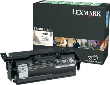 Lexmark T650H11A High Yield Black Return Program Print Cartridge For use with Lexmark T654dn, T652dn, T650dn, T654dtn, T654n, T652dtn, T652n, T650dtn, T650n and T656dne Printers, 25000 standard pages Declared yield value in accordance with ISO/IEC 19752, New Genuine Original Lexmark OEM Brand, UPC 734646064309 (T650-H11A T650 H11A T650H-11A)