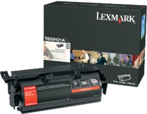 Lexmark T650H21A Black High Yield Print Cartridge, Works with Lexmark T650dn T650dtn T650n T652dn T652dtn T652n T654dn T654dtn T654n and T656dne Printers, 25000 standard pages Declared yield value in accordance with ISO/IEC 19752, New Genuine Original OEM Lexmark Brand (T650-H21A T650 H21A T650H21 T650H-21A)