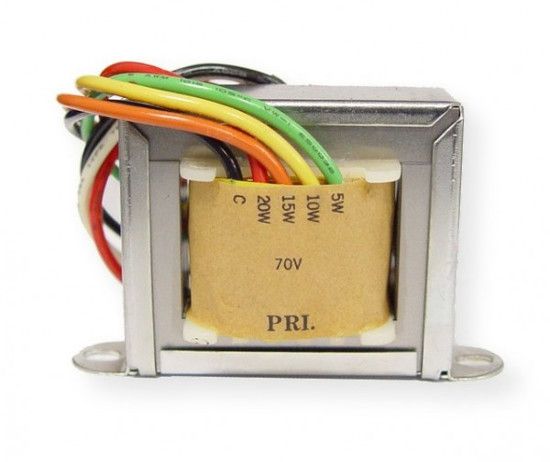 Speco Technologies T7020 20W 70V Line Transformer; Silver; Multiple Wattage Taps: 20W, 15W, 10W, 5W; For Hi-Fi applications; 70V, 20W; Sold individually; UPC 030519130721 (T7020 T-7020 T7020TRANSFORMER T7020-TRANSFORMER  T7020SPECOTECHNOLOGIES T7020-SPECOTECHNOLOGIES)      