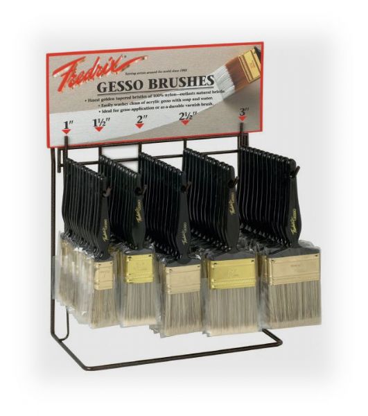 Fredrix T7106 Tara Gesso Brush Assortment Display with 60 Brushes; Contents 12 each of 5 sizes; Dimensions 11