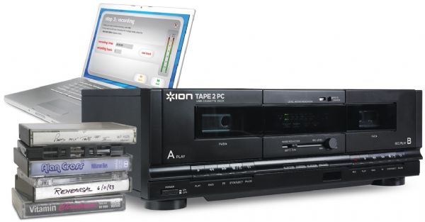 ION Audio TAPE 2 PC Cassette Tape Archiver, Transfer music on your tapes to MP3, Dual-dubbing cassette deck, Plug and Play USB conection: no drivers needed, Works with Metal and CrO2 tapes, EZ Tape Converter (PC) and EZ Audio Converter (Mac) software for hassle-free recording (TAPE2PC TAPE2-PC TAPE-2PC IONTAPE2PC ION-TAPE2PC)