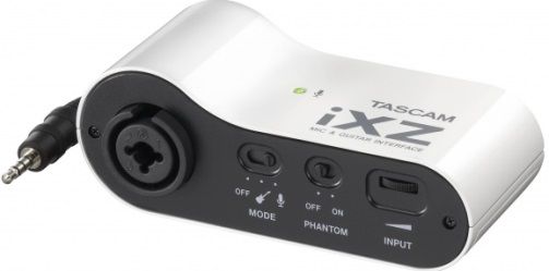 Tascam iXZ Pocket-sized Mic/Instrument Interface for iPhone, iPad or iPod Touch, Input Level -42dBu ～ +2dBu, Maximum Input Level +2dBu, Input Impedance 2.4k Ohmios, Switchable mic/line input, Phantom power, Gain control, 1/8 headphone output, XLR mic input, High-impedence guitar input, Mic input powered by two AA batteries, UPC 043774027781 (TASCAMIXZ TASCAM-IXZ)