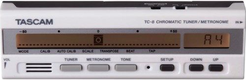 Tascam TC-8 Chromatic Tuner/Metronome; Tuning modes (Equal Temperament, Pythagorean, Mean tone, Werckmeister III, Kirnberger III, Kellner, Vallotti, Young); Metronome with 30-300 BPM range and seven accent values; 5