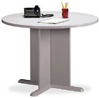 Bush TB14542 Round Conference Table, White Spectrum Finish, 41 3/8" (105,1 cm) Diameter, X panel base provides strength and stability, Levelers adjust for stability on uneven floors, Ample workspace for individuals or groups, Attractive finish option coordinates, Easy to assemble (TB-14542 TB 14542 14542) 