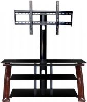 Innovex TB252GWC TV Stand- 52" Width, Nexus collection, 0.04" Tempered top glass size, 43"-60" Max TV Size , Superior strength steel frame, 52" W x 21.5" D x 50" H, 3 Mounting options floater, table top or wall mount, Walnut Chocolate Finish, UPC 811910252041 (TB252GWC TB-252G-WC TB 252G WC) 