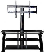 Innovex TB286G29 TV Stand, Stanford collection, Powder coated steel Frame material, Black Finish, 0.31" tempered top glass holds up to 132 lbs TV Tempered top glass size, 43"-60" Max TV Size TVs, 55" W x 19.1" D 50.2" H, UPC 811910286299 (TB286G29 TB-286G-29 TB 286G 29) 