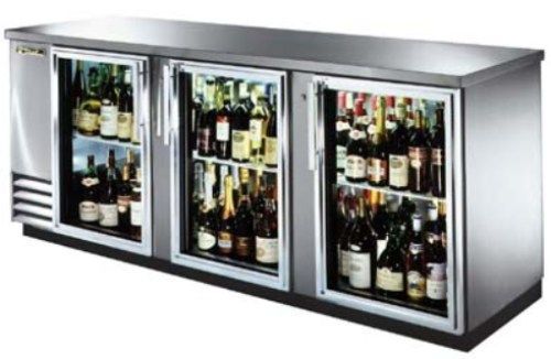 True TBB-4G-S; Stainless Steel Back Bar Cooler Glass Door, Refrigerator three-section, 37