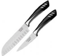 Top Chef TC 02 - 5-Inch Santoku Knife and 3-1/2-Inch Paring Knife Set, As Seen on Top Chef, Laser-etched Top Chef Logos, Precision-sharpened cutting edges, Ice-Tempered Stainless Steel Blades, Full Steel non-slip surface handles for easy use, UPC 805319617297 (TC 02 TC02 TC-02) 