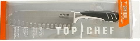Top Chef 3768787 model TC 01 Stainless Steel Santoku Knife, As Seen on Top Chef, Laser-etched Top Chef Logo, Precision-sharpened cutting edge, Ice-Tempered Stainless Steel Blade, Full Steel non-slip surface handle for easy use, UPC 805319617280 (TC-01 TC01 TC 01 3768787)