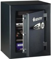 SentrySafe TC8-331 Commercial Business Fire-Safe, 3.8 cu. ft. Capacity, 2 Adjustable shelves, Bungee organizational system, Gray carpeted interior, Solid steel, pry-resistant 1 1/2 inch thick door formed from 3 mm plate, 3 Steel live-locking bolts/3 dead bolts, Electronic lock, Fire Resistant Durability, 26 inch Height x 19.37 inch Width x 13.23 inch Depth Internal Dimensions, 27.72 inch Height x 21.69 inch Width x 20 inch Depth External Dimensions (TC8 331 TC8331 Sentry Safe) 
