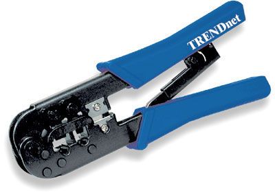 TRENDnet TC-CT68 Professional Crimp Tool, Functions for 8P/RJ-45 and 6P/RJ-12, RJ-11, Cut and strip flat cable by one option, All steel construction for long term durability, Crimps two sizes of plugs, Built-in cutter and stripper (TC CT68 TCCT68 TCC-T68 TCCT-68 Trendware)