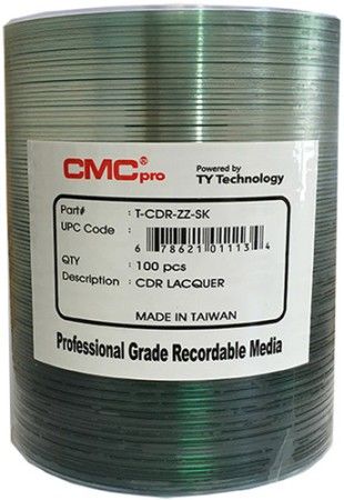 Microboards TCDR-ZZ-SK CMC Pro Professional Grade CD-R Media, Up to 52X Maximum Record Speed, 80 Minutes/700 MB Capacity, Shiny Silver Lacquer, All Forms of Audio and Data Writes, Zero Wave Distortion, Lowest Jitter Levels, Estimated 100 Year Data Integrity, 100 Disc TapeWrap, UPC 678621011134 (TCDRZZSK TCDRZZ-SK TCDR-ZZSK)