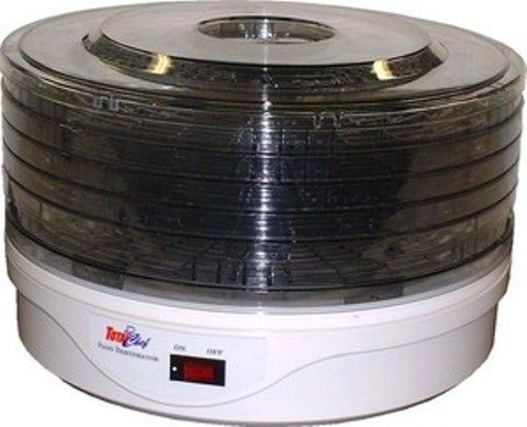 Koolatron TCFD-05 Total Chef Food Dehydrator, Food dehydrator for making dried fruits and vegetables, jerky, and more, Efficient heater and fan remove water while retaining vitamins and minerals, Fast, even dehydration, No chemicals or preservatives required, Includes 5 drying trays, simple front-access on/off power switch, Natural drying heat convection takes away moisture from food while preserving nutrients, UPC 059586629204 (TCFD05 TCFD-05 TCFD 05)