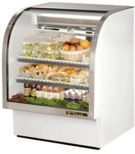 True TCGG-36 17 Cu.Ft. Curved Glass Deli Case, Two (2) adjustable, lighted, cantilevered PVC coated shelves (TCGG36 TCGG 36 TCG-G36 TCG G36 TCGG3)