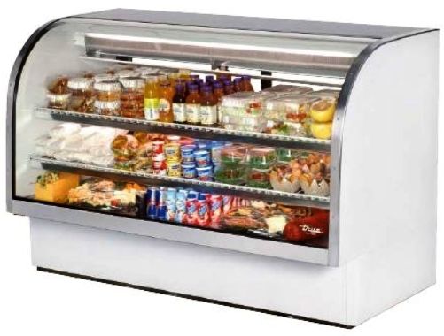 True TCGG-72 37.1 Cu.Ft. Curved Glass Deli Case, Two (2) adjustable, lighted, cantilevered PVC coated shelves (TCGG72 TCGG 72 TCG-G72 TC-GG72)
