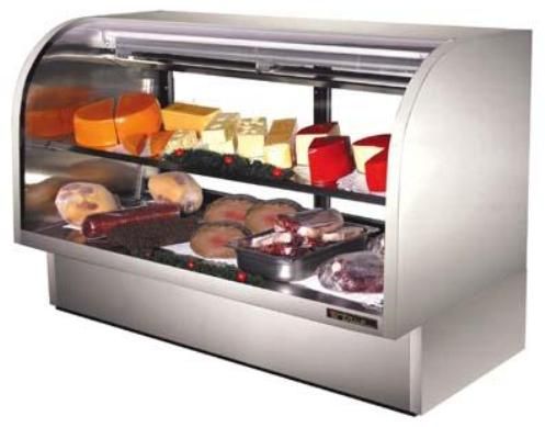 True TCGG-72-S 6-Foot Curved Glass Deli Case - 2 Doors, Stainless steel interior and exterior, 300 series stainless steel floor with coved corners (TCGG72S T-CGG-72-S T CGG 72 S  TCGG-72) 