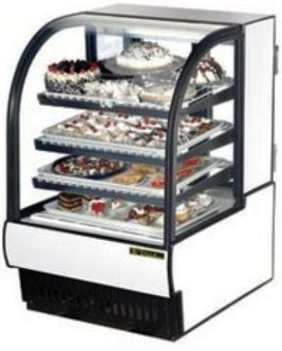 True TCGR-31 Curved Glass Refrigerated Bakery Display Case, 16.5 Cu.Ft., Three (3) adjustable PVC coated shelves (TCGR31 TCGR 31 TCG-R31 TCG R31 TC-GR31)