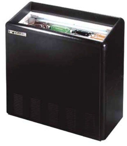 True TCM-78AC Deep Well Spot Merchandiser, 5 bin dividers, air curtain, black vinyl exterior, Lower profile on convenience store coolers allows extra visibility throughout store, Durable and permanent non-peel or chip black vinyl exterior, White aluminum interior with stainless steel floor, Safety shielded fluorescent interior lighting (TCM78AC TCM78-AC TCM-78-AC TCM-78A-C)