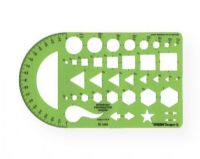 Alvin TD1034 General Purpose Protractor Template; Contains circles, squares, triangles, hexagons, star, curve, arrowheads, and protractor; Size range from .125" to 1"; Size: 5.5" x 9.5" x .030"; Shipping Weight 0.06 lb; Shipping Dimensions 11.5 x 5.5 x 0.12 in; UPC 088354534655 (ALVINTD1034 ALVIN-TD1034 ALVIN/TD1034 ARCHITECTURE DRAWING) 